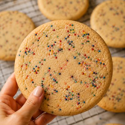 Large decorated cookies on a cooling rack